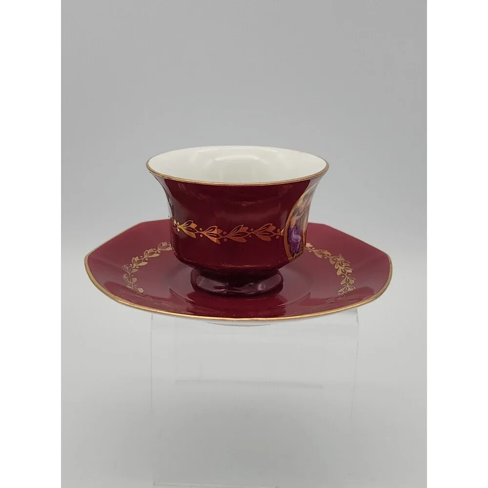 AJ Co Demitasse Teacup & Saucer made in Czechoslovakia Art Nouveau